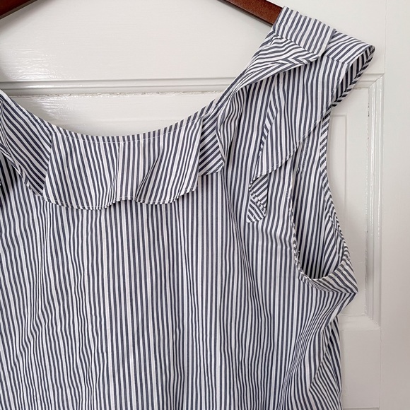 a.n.a blue and white stripped ruffle blouse - Picture 3 of 7